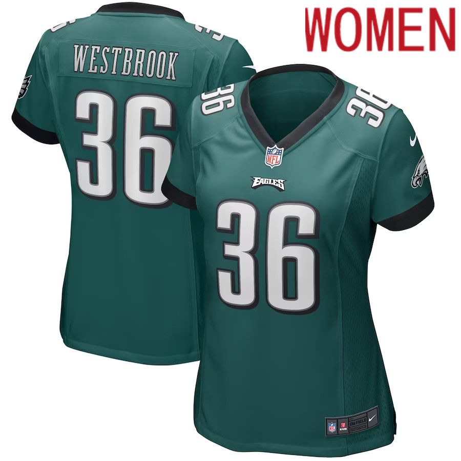 Women Philadelphia Eagles #36 Brian Westbrook Nike Midnight Green Game Retired Player NFL Jersey->women nfl jersey->Women Jersey